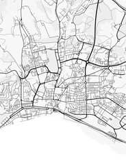 Setubal City Map. Minimalist black and white line art poster for printing, wallpaper, wall art for home and office decor