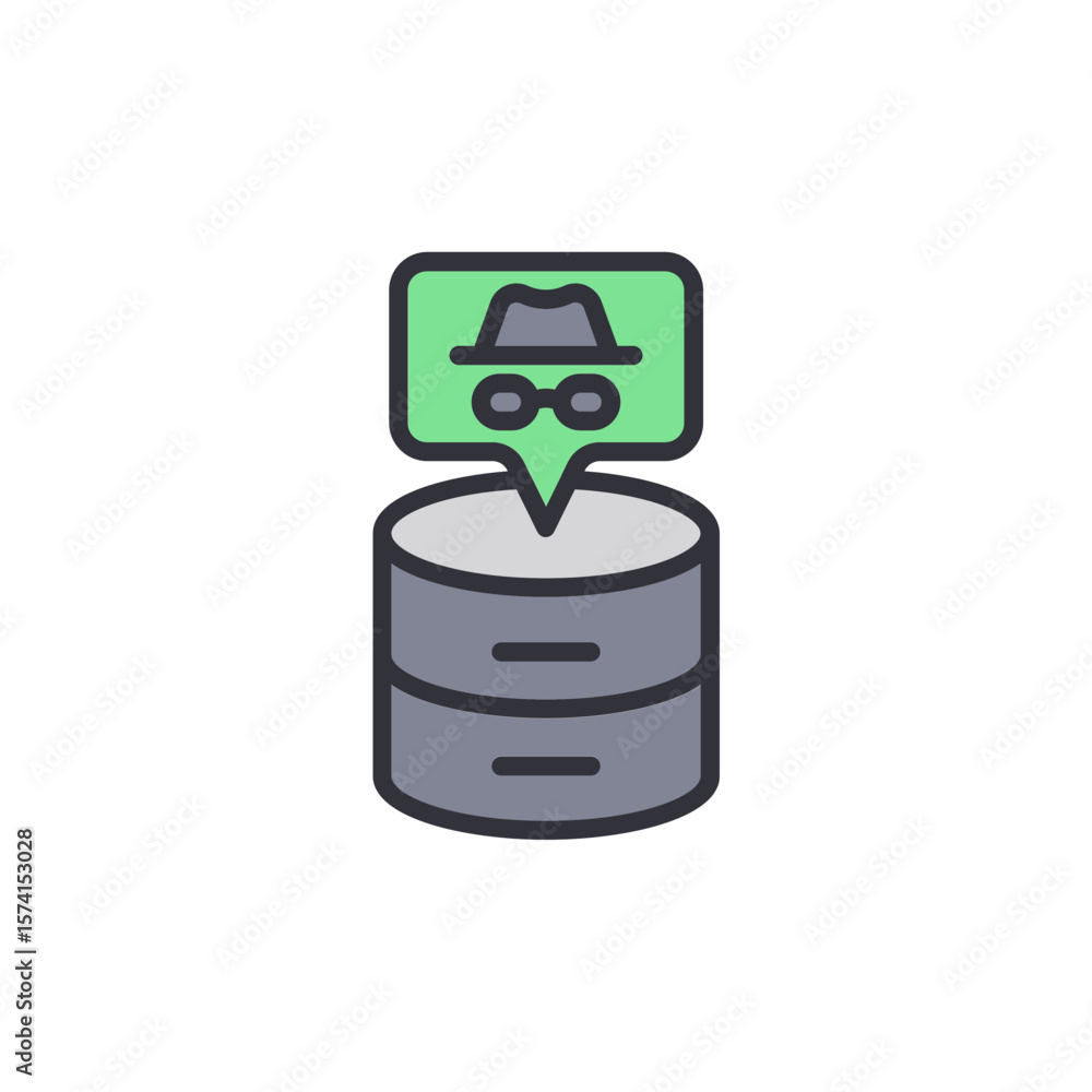 Poster data security with anonymity icon representing data protection concept