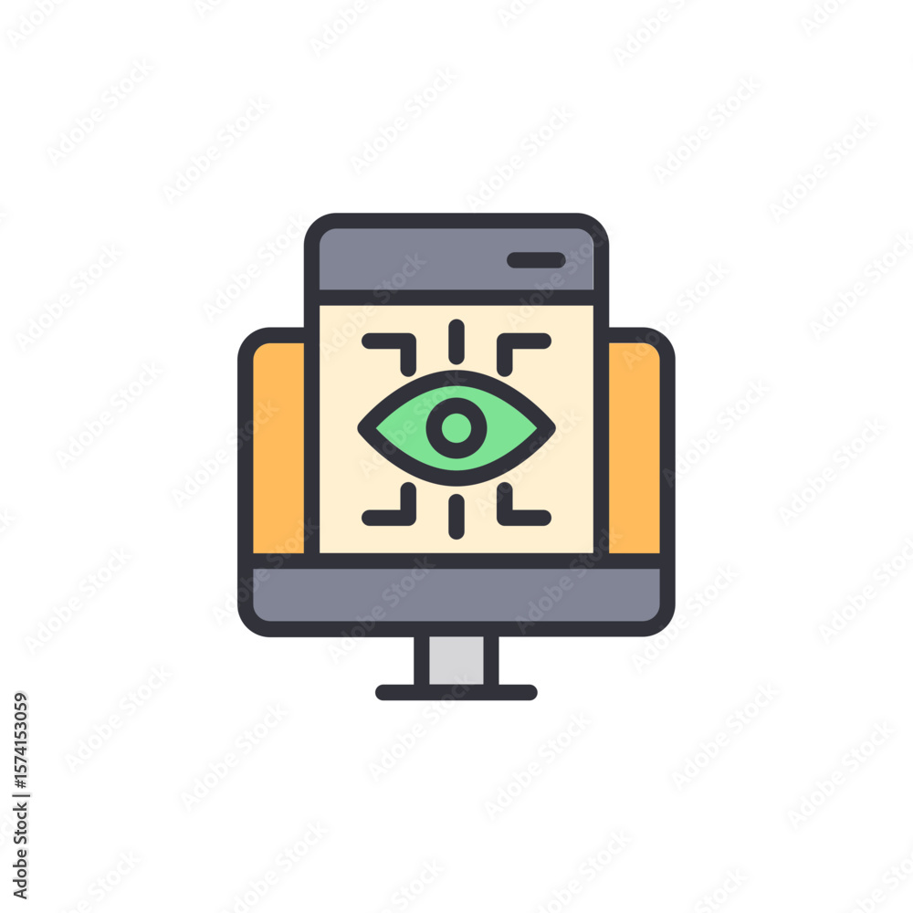 Poster visual surveillance system with digital eye on computer screen