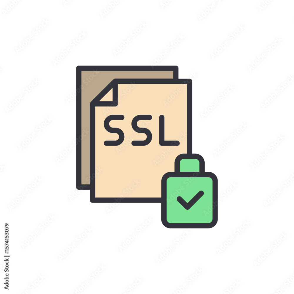 Poster secure ssl certificate on documents for website encryption technology