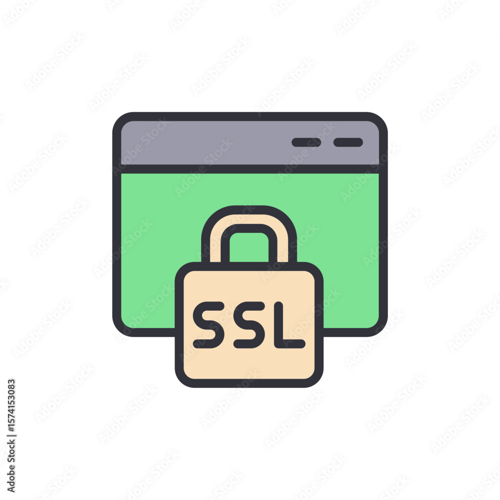 Poster illustration of secure web browser with ssl lock on transparent area