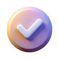 Pastel Pink Checkmark Button: Perfect for App Design & UI 3D icon high quality resolution