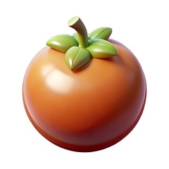 Vibrant Persimmon Fruit: 3D Rendered Illustration of a Juicy, Ripe Persimmon Perfect for Culinary Designs, Food Blogs, and Digital Art Projects 3D icon high quality resolution