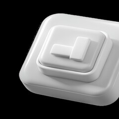 3D Render: Minimalist White Toggle Switch Button 3D icon high quality resolution