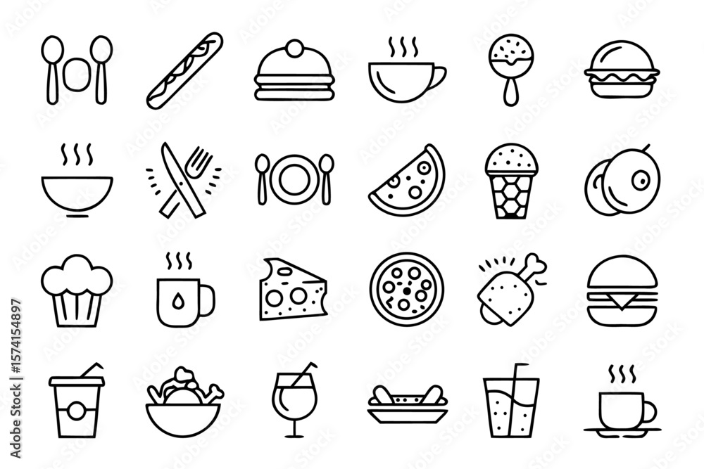 Aufkleber charming collection of minimalist food and drink graphics perfect for culinary branding and appetizi