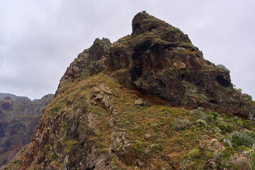 Volcanic cliff and trail Tenerife