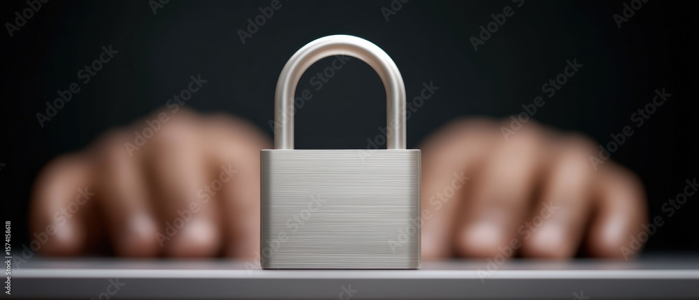 Poster security measures in technology close-up of a lock on a desk business environment high-resolution im