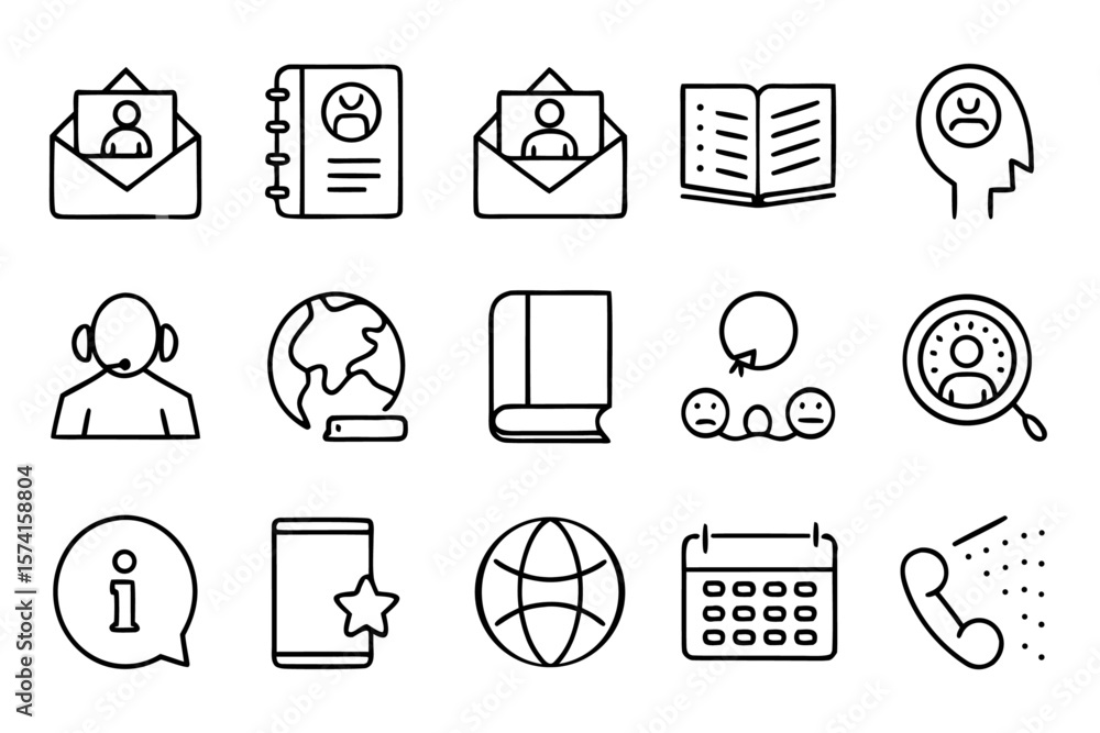 Poster comprehensive collection of modern line style web interface symbols for digital applications and onl