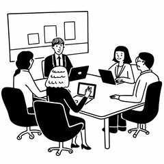 Meeting, computer and business people in office on tablet for online project, consulting and advice. Corporate agency, professional and men and women talking for teamwork, collaboration and feedback