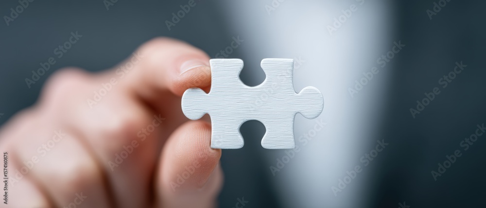 Poster inspiring business strategy workshop office environment puzzle solving professional setting close-up