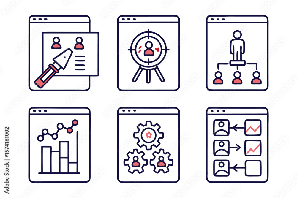 Poster comprehensive collection of modern linear style graphic elements for professional project planning a