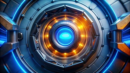 Futuristic Tech Core: Abstract Glowing Energy Engine 3D icon high quality resolution