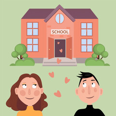 Back to School Cartoon Vector, Kids Going to School