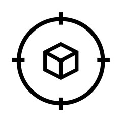 Outline icon of the box target in black, on a clean white background. 
Minimalist and scalable design, suitable for accessibility-related graphics, branding, or educational materials.