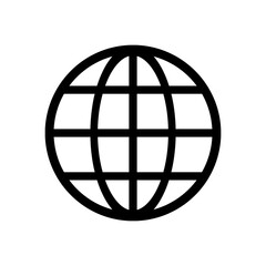 Outline icon of the globe in black, on a clean white background. 
Minimalist and scalable design, suitable for accessibility-related graphics, branding, or educational materials.
