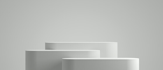 3D product background. 3d podium and white background for cosmetics, product presentation. 3d rendering illustration.