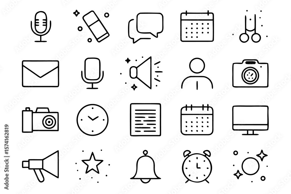 Aufkleber collection of professional line art graphics representing business meeting concepts and communicatio