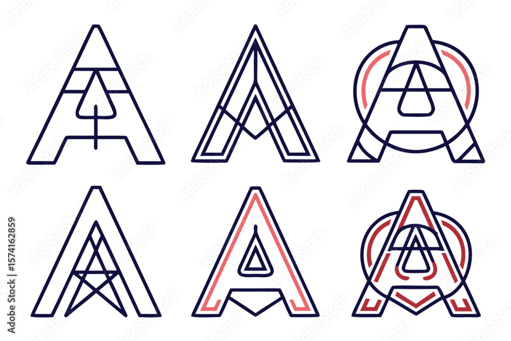 Aufkleber abstract alphabetical mark design featuring the letter a in bold geometric shapes and vibrant color 