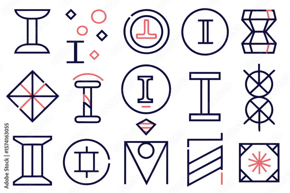 Fototapete abstract letter i branding element featuring bold geometric shapes and a striking color palette for 