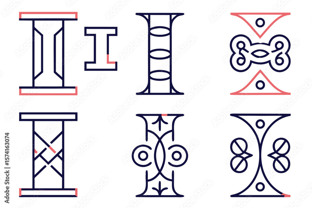 Poster modern abstract letter i monogram design featuring bold geometric shapes and a striking color palett