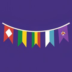 
International Festival Flags in a Row - Flat Vector