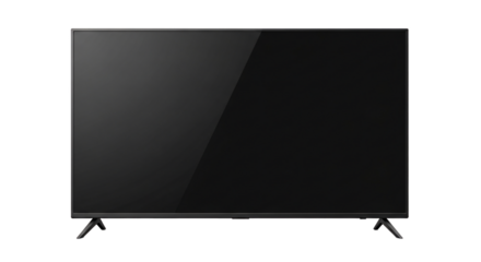 Sleek television display showcases modern entertainment with a transparent background, perfect for various applications.