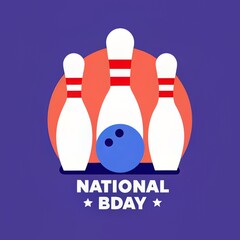 
National Bowling Day - Bowling Pins and Ball Minimalist