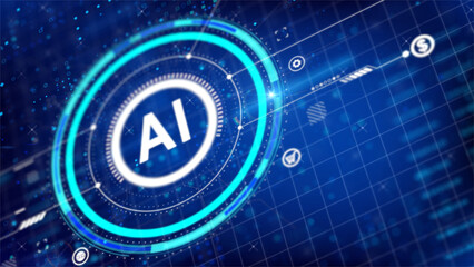 AI Artificial intelligence with circle HUD head up display interface for technology futuristic...