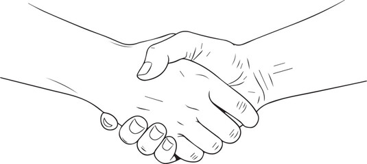Handshake vector illustration, handshake white isolated background