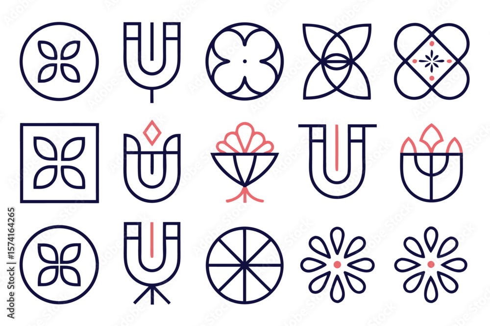 Fototapete abstract letter u branding element featuring bold geometric shapes and a striking color palette of b