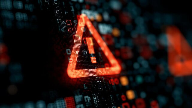 Urgent Data Breach Alert Cybersecurity Warning on Digital Screen Highlights Security Risks and Importance of Technology in Data Protection