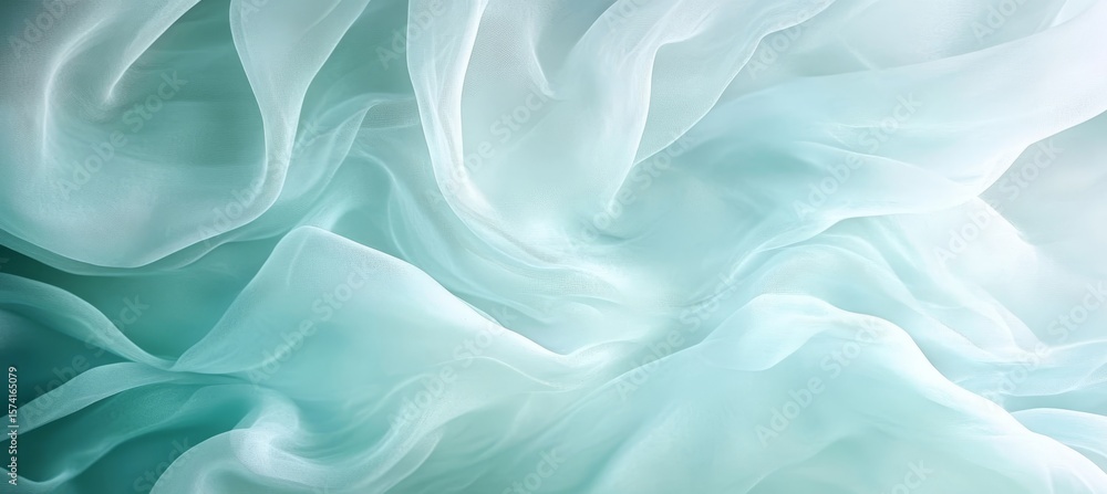 Poster ethereal abstract fabric design with gentle waves and muted monochrome tones in soft fluid patterns
