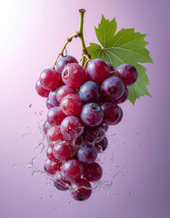 Delicious grapes floating in clean water