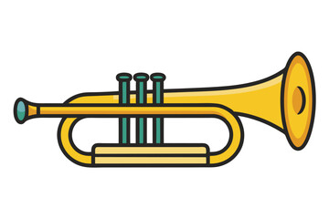 A vibrant and playful depiction of a golden trumpet an iconic musical instrument known for its bright and resonant sound © Bulbul