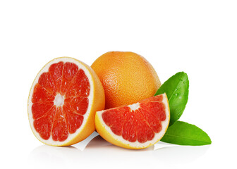 grapefruit and orange sweet fruit isolated on white background. This has clipping path.