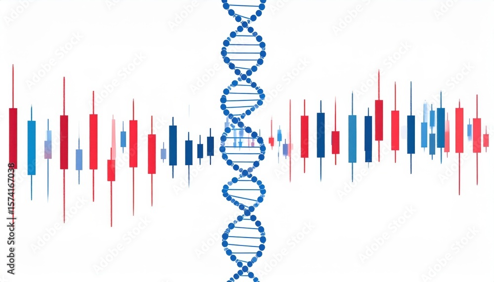 Poster abstract stock chart and dna helix design