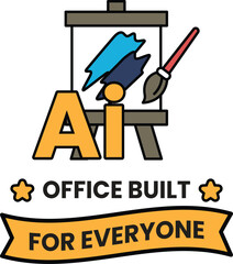 A painting with a brush and a palette on it