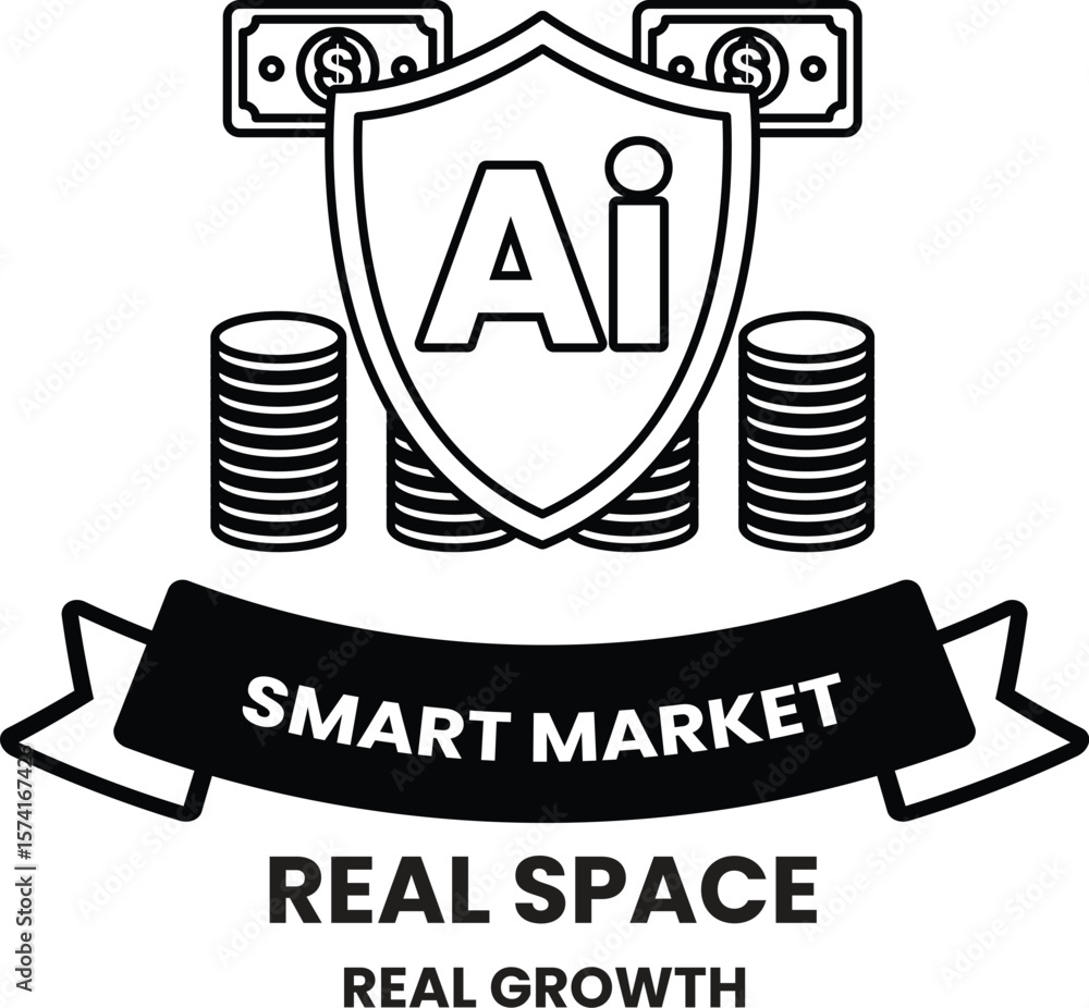 Poster a shield with coins on it with the letters a and i