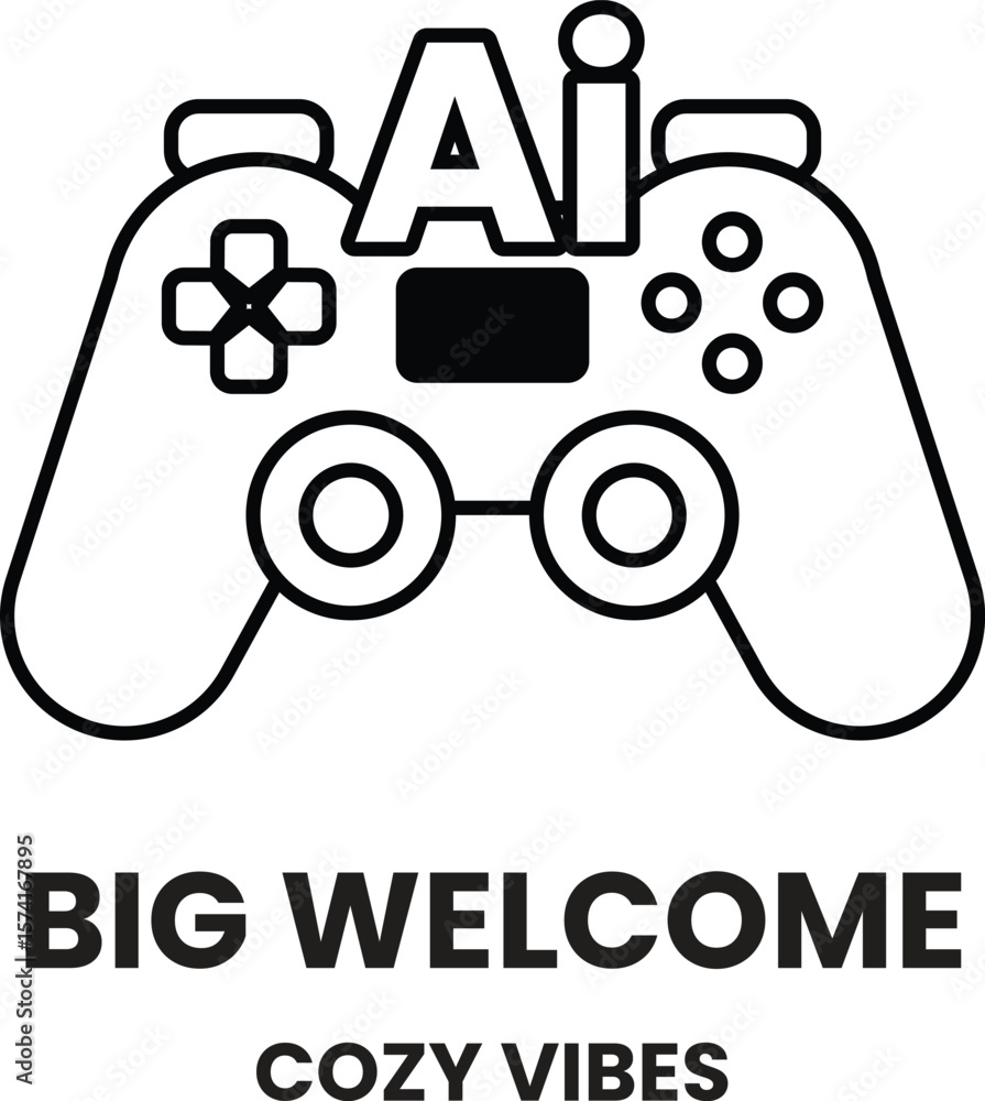 Poster a black and white image of a video game controller with the letters ai on it