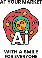 Obraz premium A colorful drawing of a cell with the letters AI in the middle