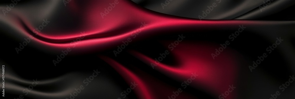 Poster elegant abstract black and ruby ripple design with smooth satin texture for stage backdrop use