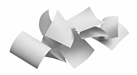 White Sheet Fabric Falling and Twisting Isolated
