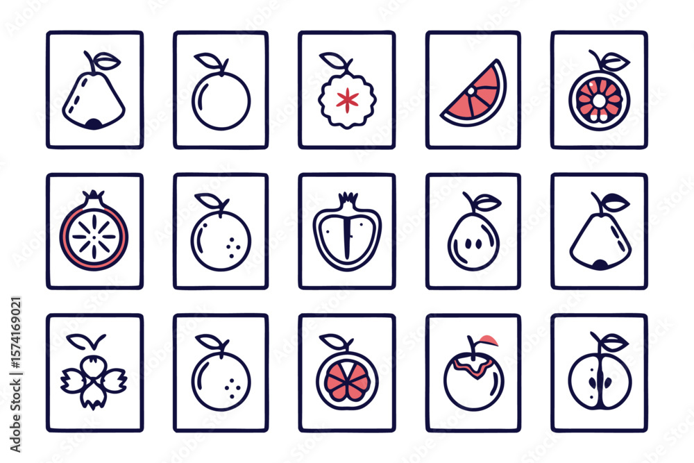 Poster a collection of twelve hand drawn quince fruit illustrations presented in a clean graphic style suit