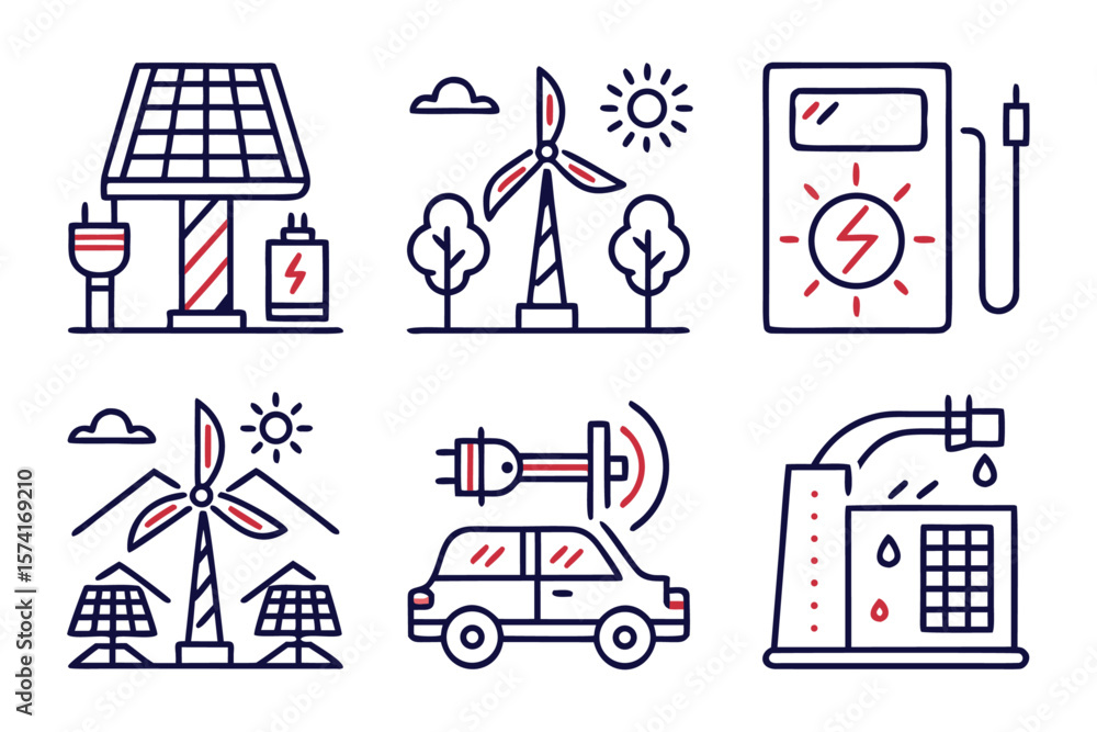 Poster abstract graphic representing clean energy sources and a commitment to environmentally friendly powe