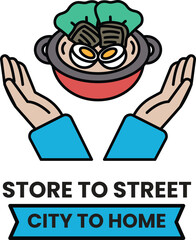 A cartoonish image of a man holding a pot with a smiling face on it