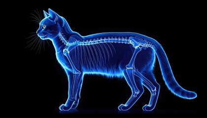 Fototapeta premium Cat skeleton graphic, side view