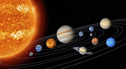 Our Solar System Planets Aligned from Sun Outward