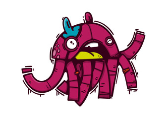 Monstruo con tentáculo rosas