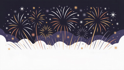 Festive fireworks display illuminating the dark night sky with sparkling stars