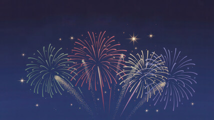 Festive fireworks display illuminating the dark night sky with sparkling stars